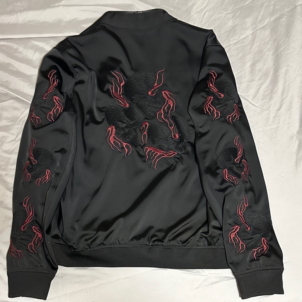 The Kooples Black Bomber Jacket with Red Accents - Picture 3 of 3